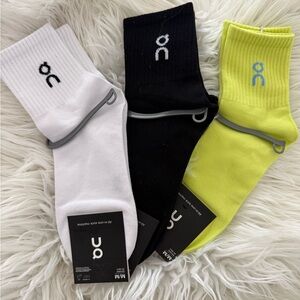 On Cloud Running Men's Athletic Socks  (3) pair - White, Black, Neon Yellow